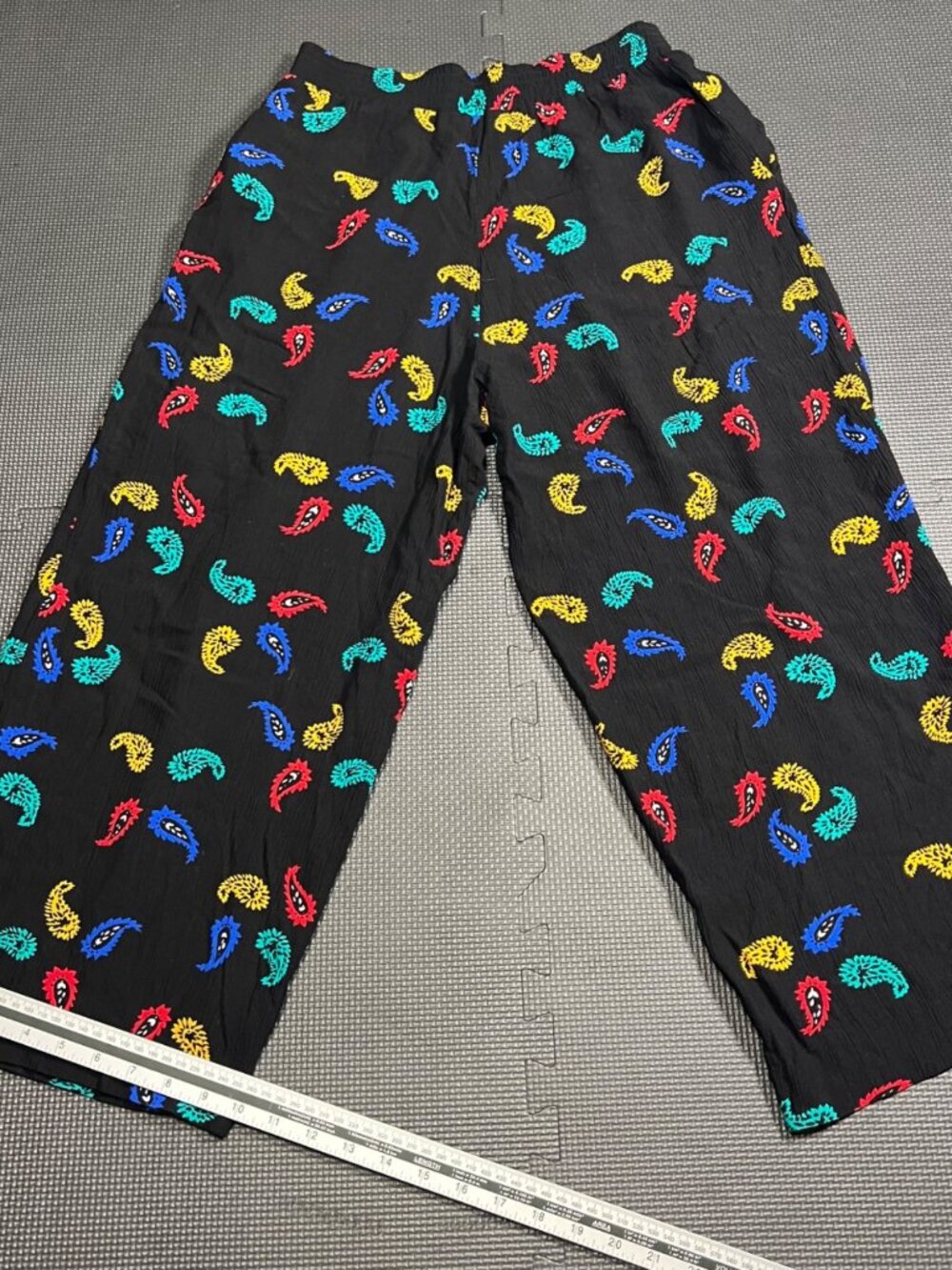 Chaus Black Paisley Wide-Leg Rayon Womens Pants Size L